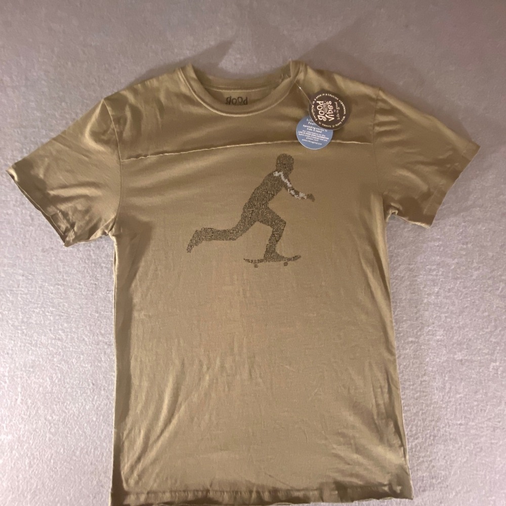 Life is Good Mens Good Vibes Raw Tee Skateboard Olive Green Slim Fit Small NWT